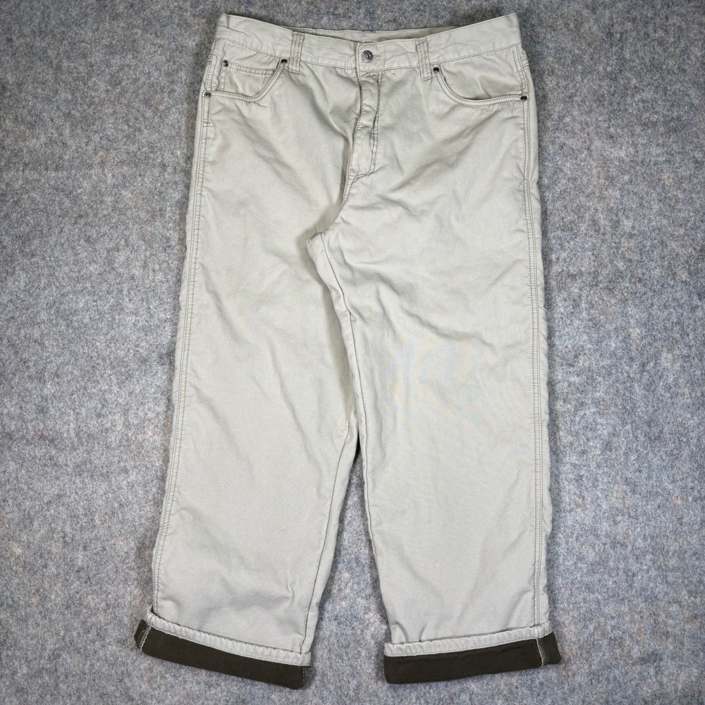 Smiths Workwear Mens Tan Fleece Lined Canvas Utility Pants Straight‎ Leg 38x30